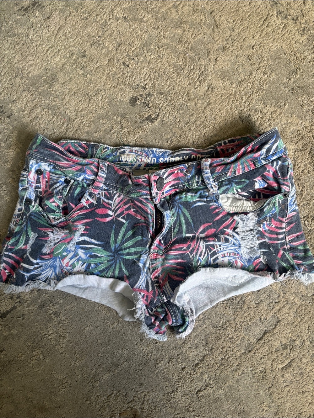 Mossimo Supply Co. Tropical Floral Denim Short Shorts - Pink & Green
